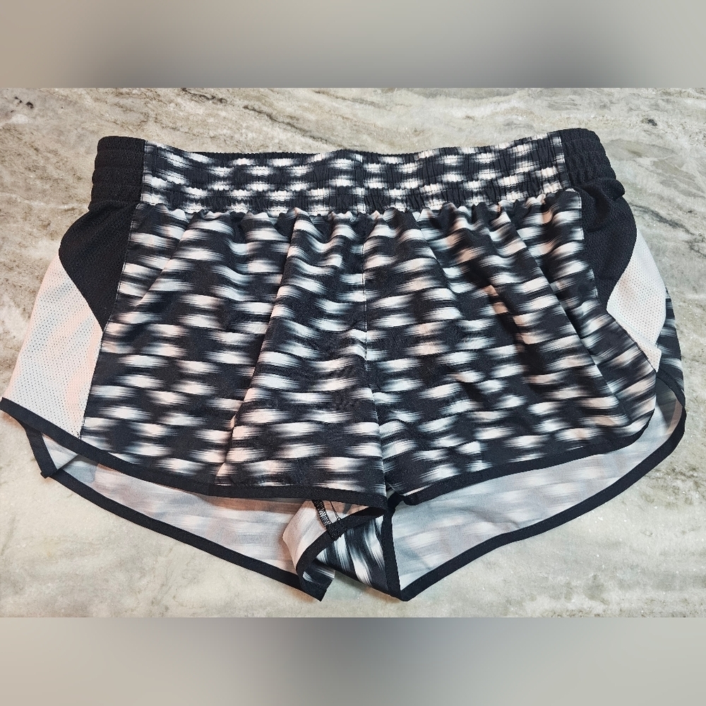 Nike Dri-FIT Running Shorts Size L | Black White Abstract Print Lightweight Acti